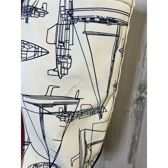 Vintage LL Bean Boat and Tote Bag Nautical‎ Sailing Design cream large - Picture 6 of 12